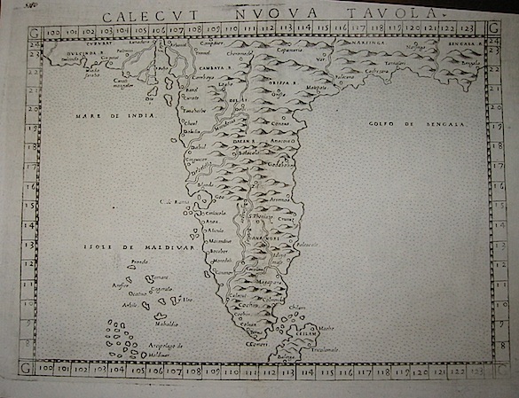 Ruscelli Girolamo (1504-1566) Calecut nuova tavola 1574 Venezia 